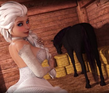 comic Elsa with horse