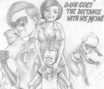 comic Incrediblesex Dash Coes The Distance With His Mom! - Black&White