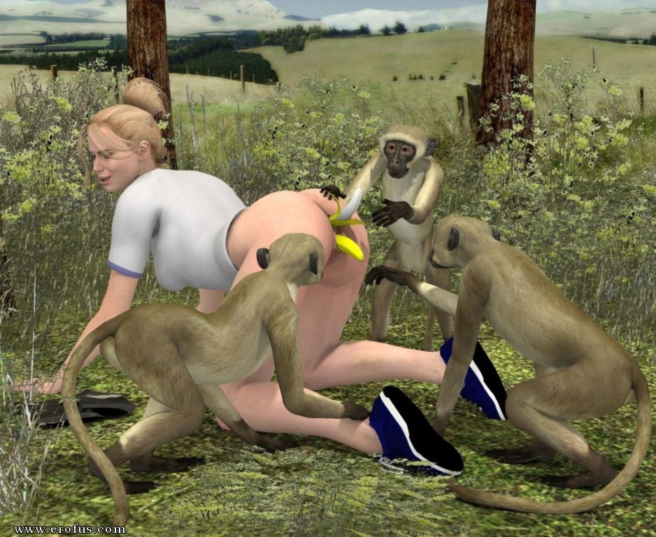 Real monkeys fucking a woman