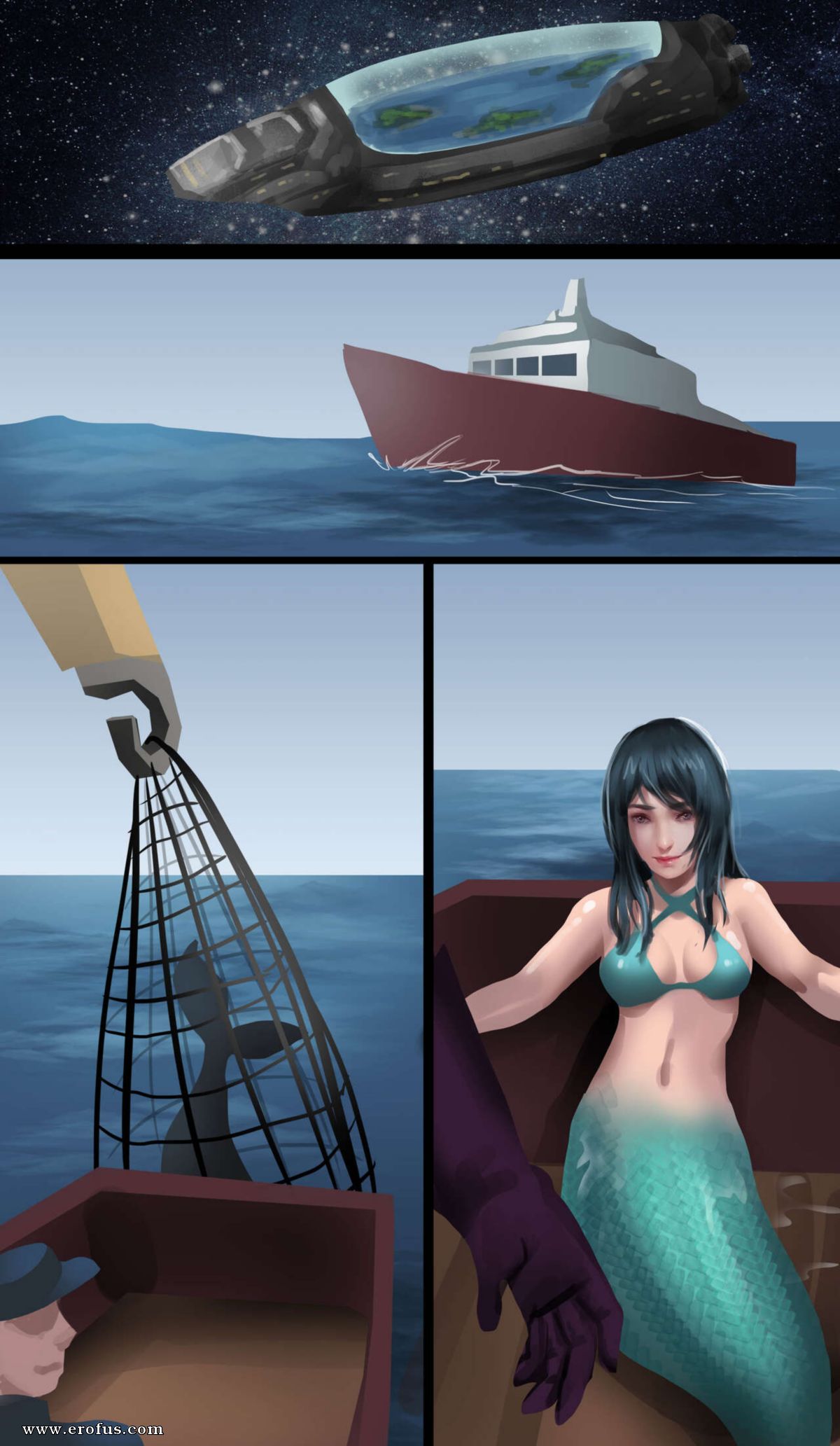 Mermaid transformation comic