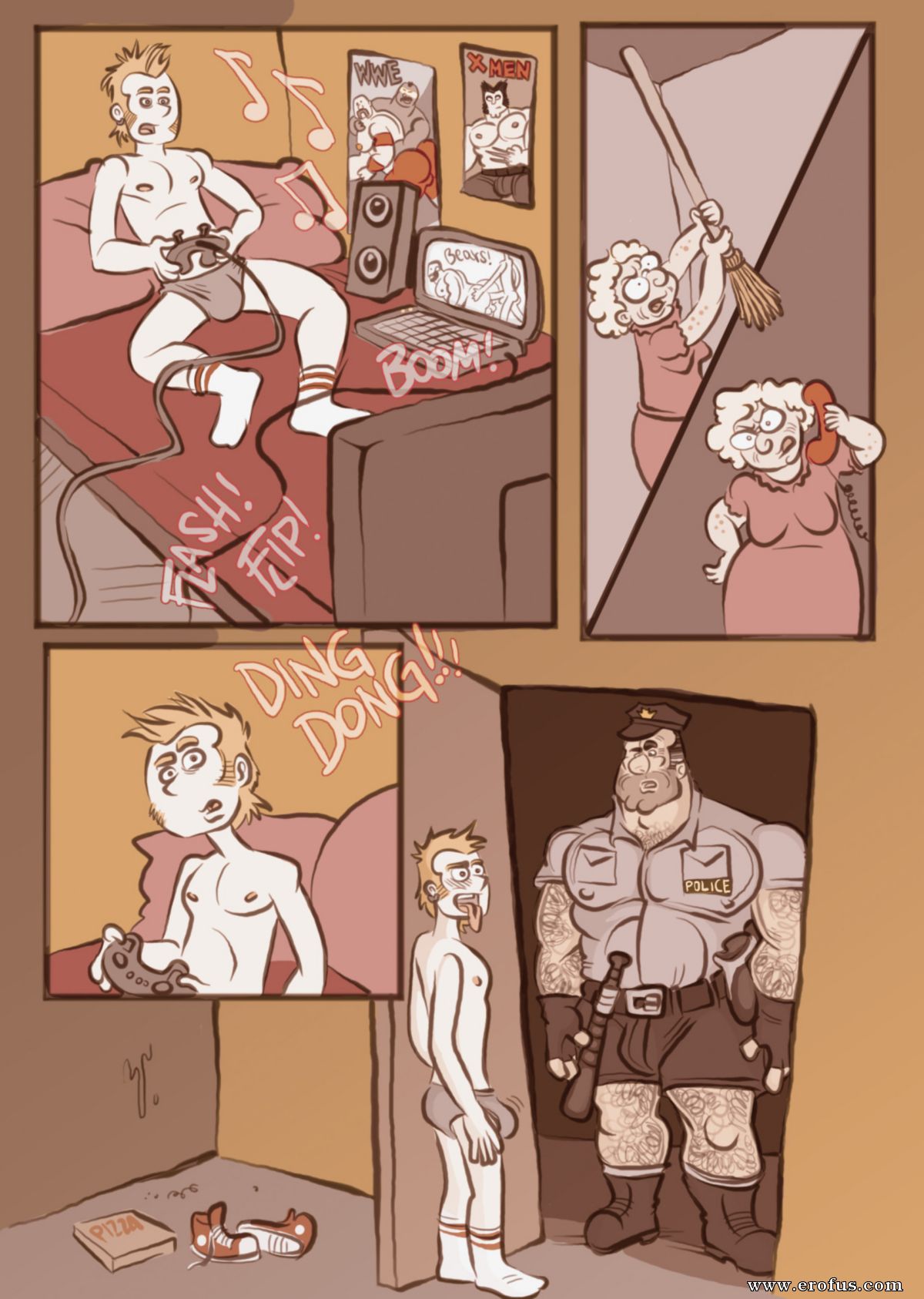 Gay police comic porn