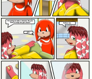 comic Knuckles And Lara-les Shower