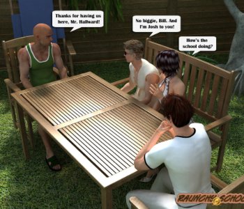comic Threesome With a Sexy Milf in Backyard