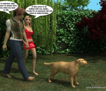 3d Dog Fucks Mom - Dirty scene of hard sex between a father and daughter in a garden | Erofus  - Sex and Porn Comics