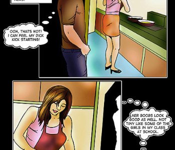comic Son found his mom in the short skirt of hers and felt his dick kick starting