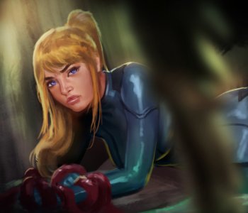 comic Samus Aran in Trouble