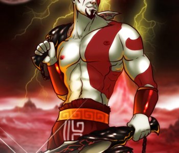comic Kratos and the Goddess of Lust