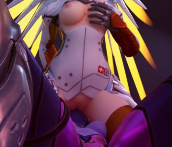 comic Mercy sitting on Widow