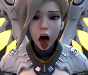 comic Mercy tongue out