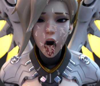 comic Mercy tongue out cum