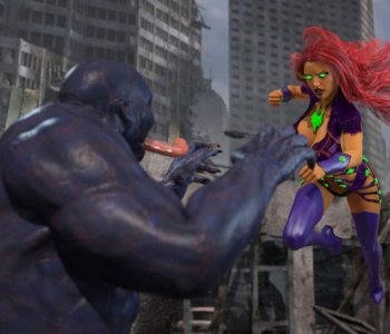 comic Starfire vs Vingrok