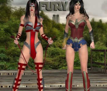 comic Wonder Woman and Fury in Mysterious Male Stripper