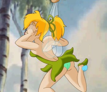 comic Tiny Tinkerbell is playing with a cock of Peter Pan