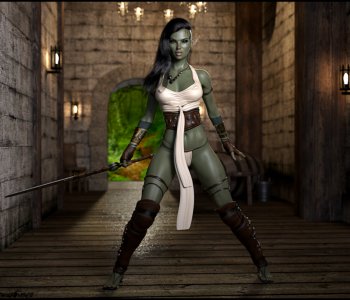 comic Orc Huntress