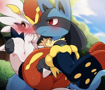 comic Cinderace And Lucario