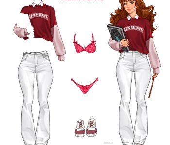comic Hermione in modern outfit