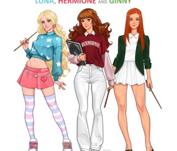 comic Luna and Hermione and Jinny