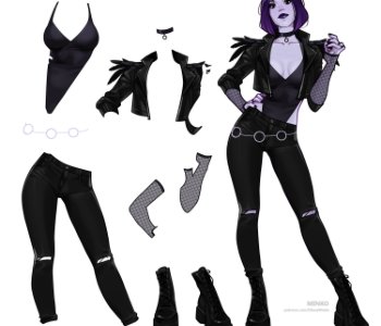 comic Raven in modern outfit