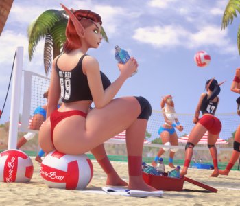 comic Booty-Bay Volleyball Practice