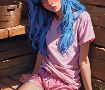 Blue-Haired Temptation in the Cabin Porn Comics