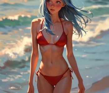 Red Swimsuit & Hot Sun Porn Comics